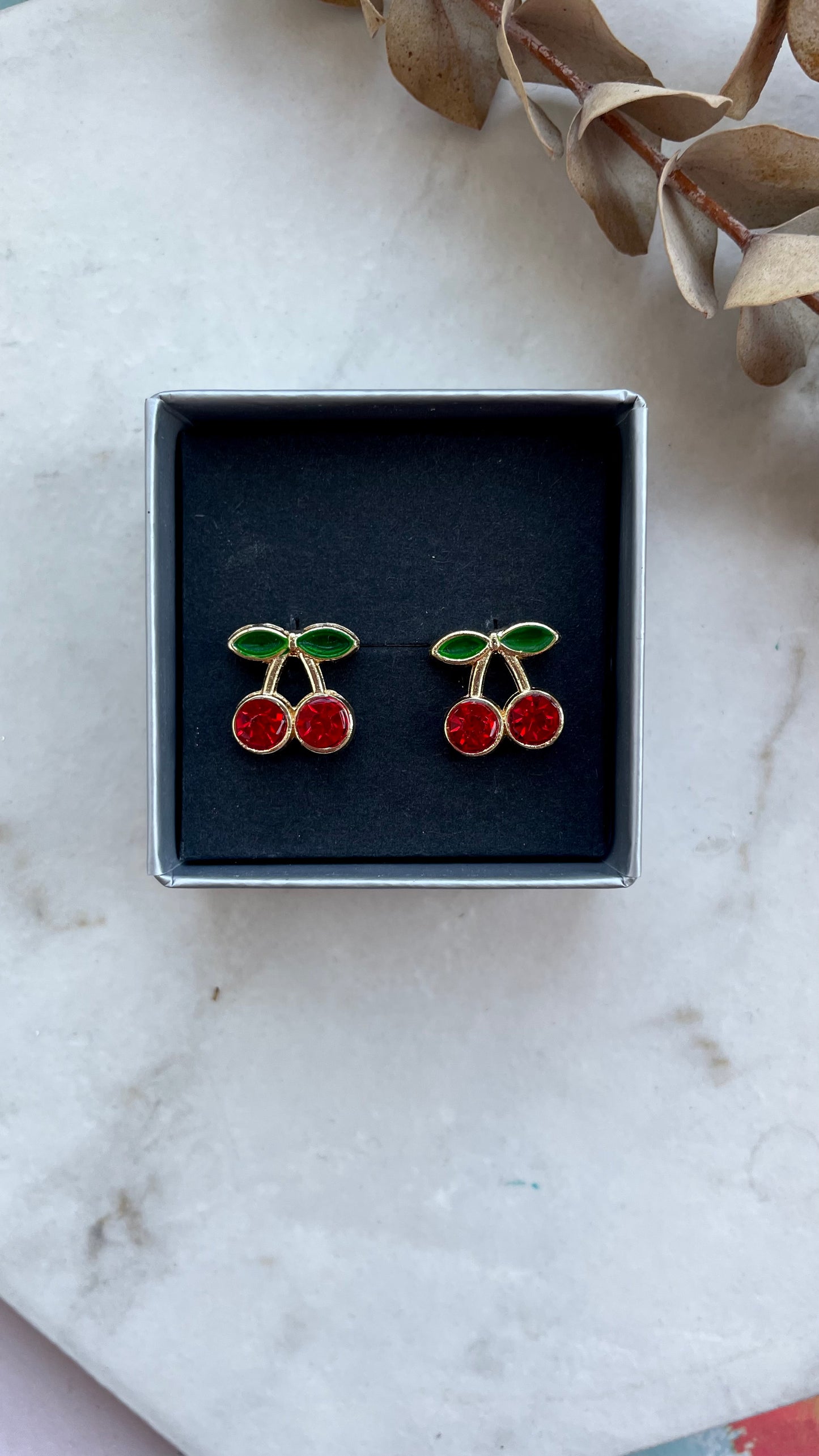 Cherry sparkle studs