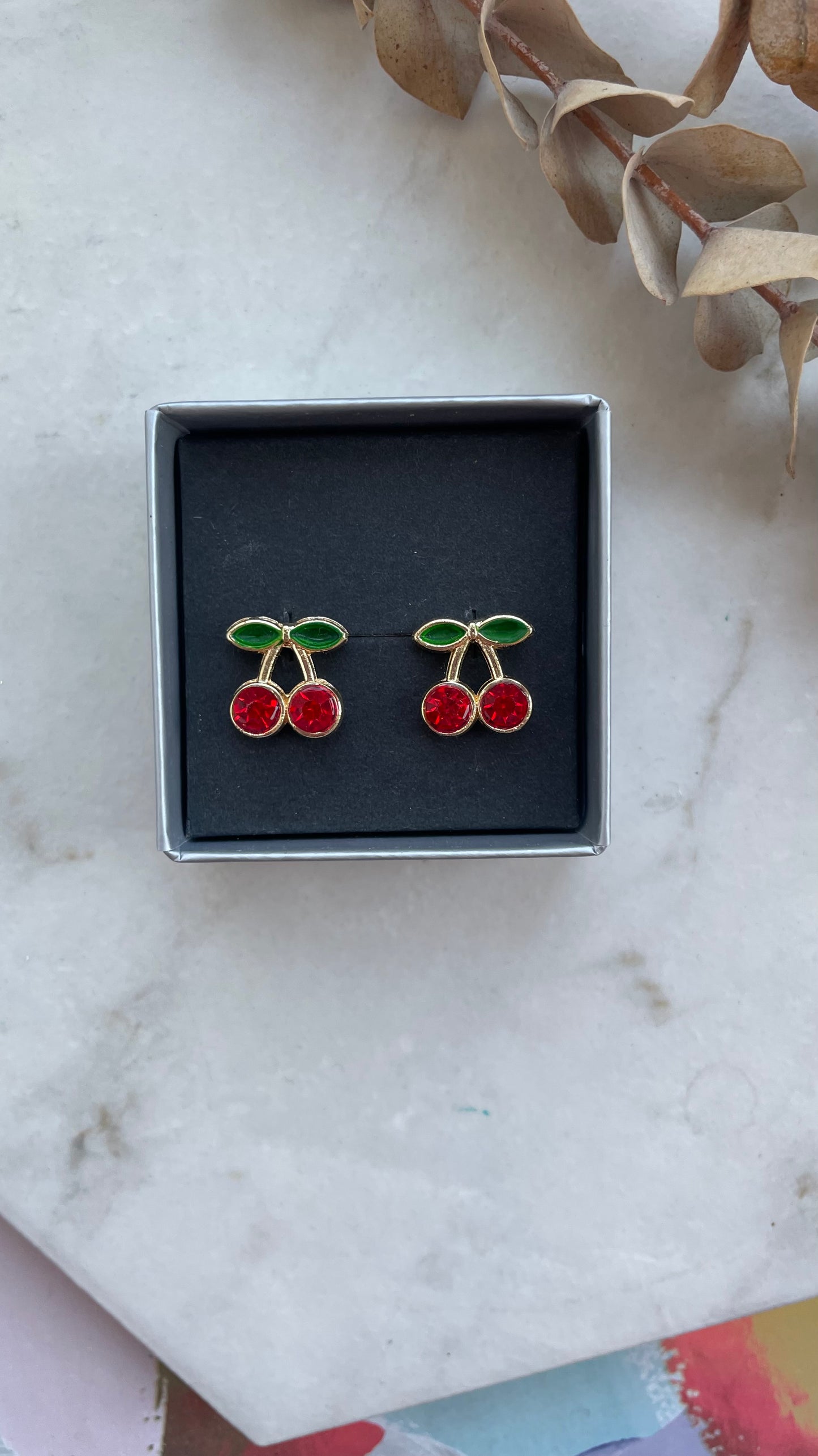 Cherry sparkle studs