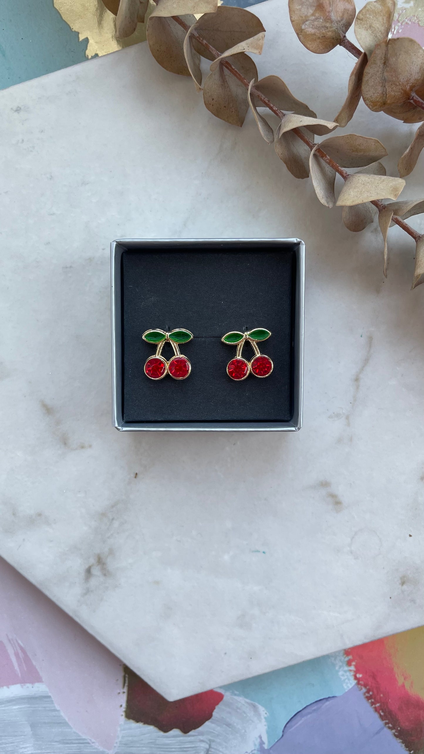 Cherry sparkle studs