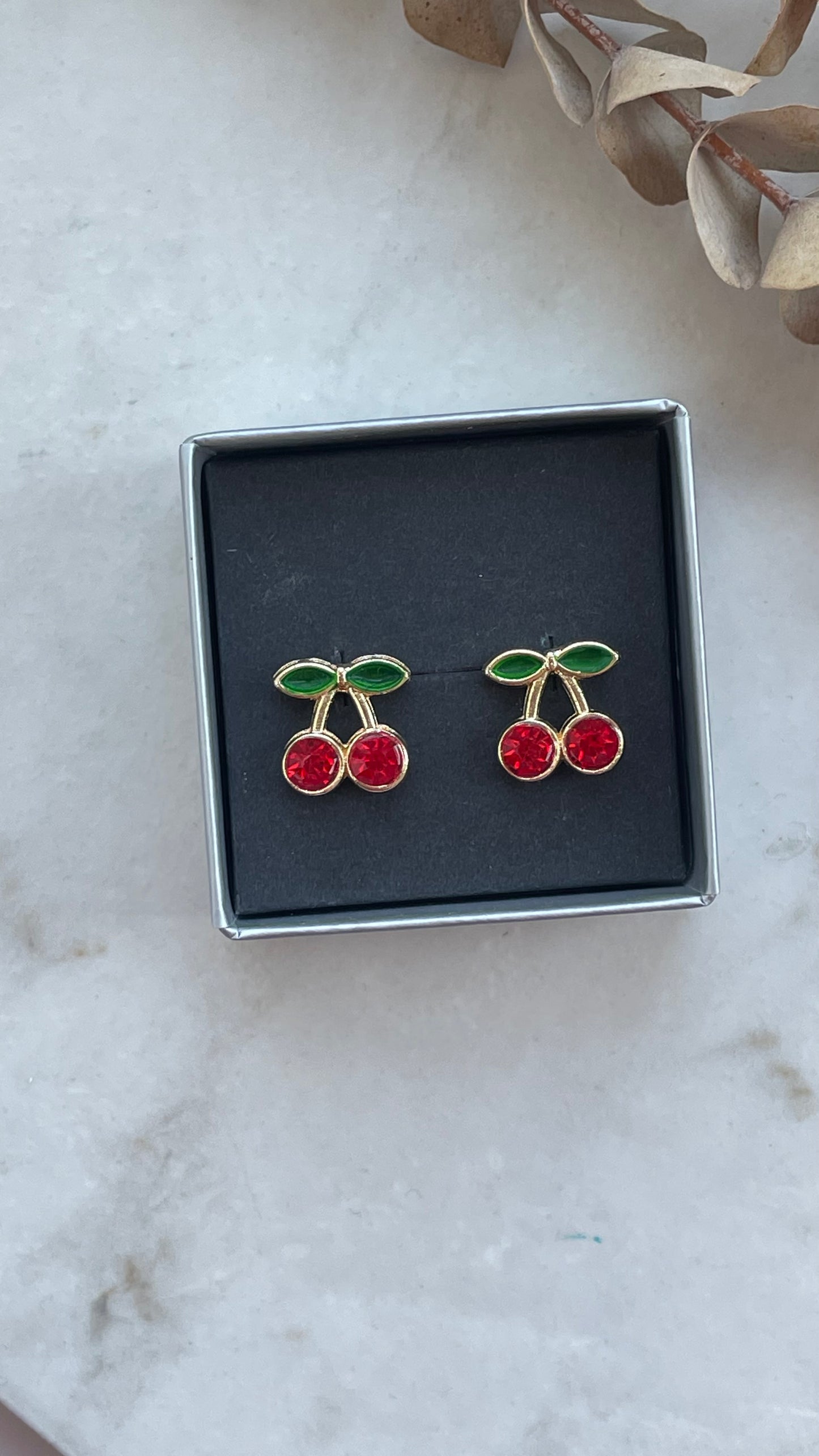 Cherry sparkle studs