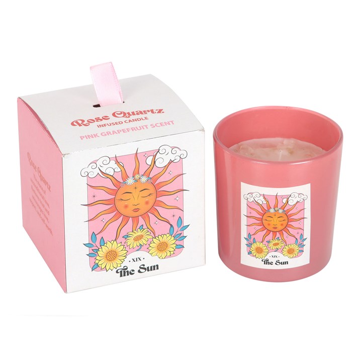 The Sun Rose Quartz Crystal Chip Candle